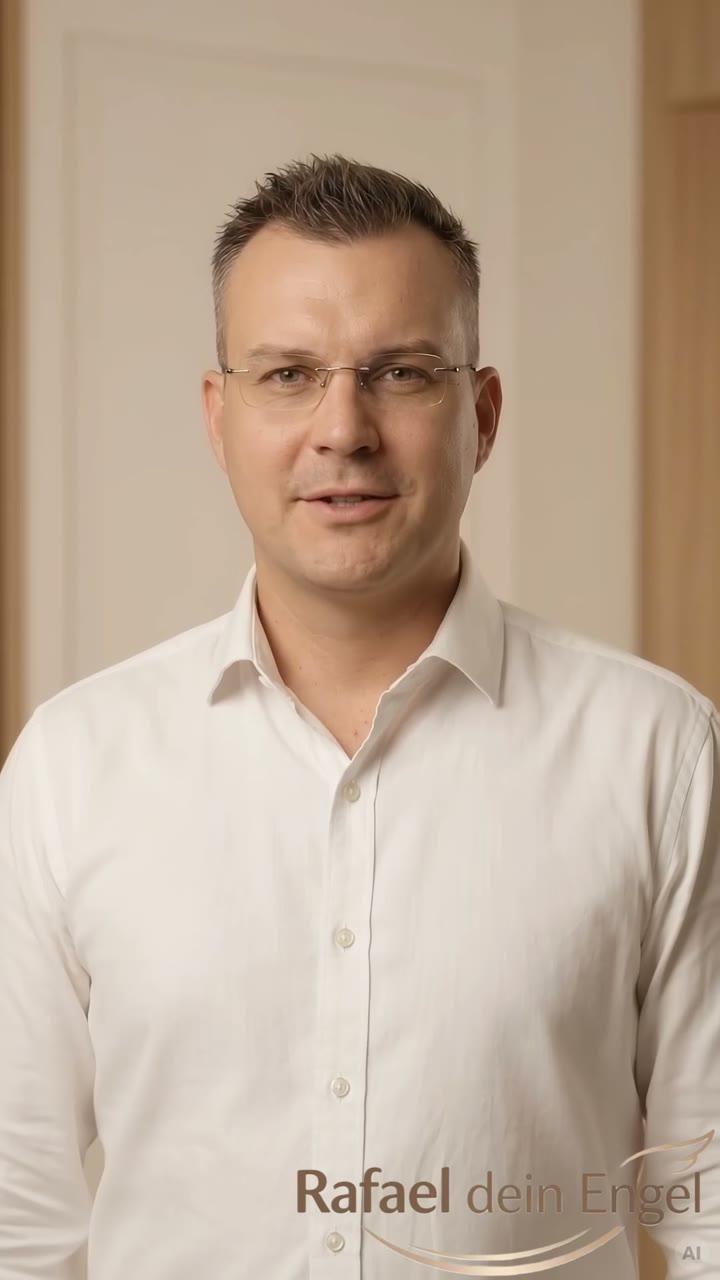 Rafael w ciepło oświetlonym wnętrzu, mówi do kamery